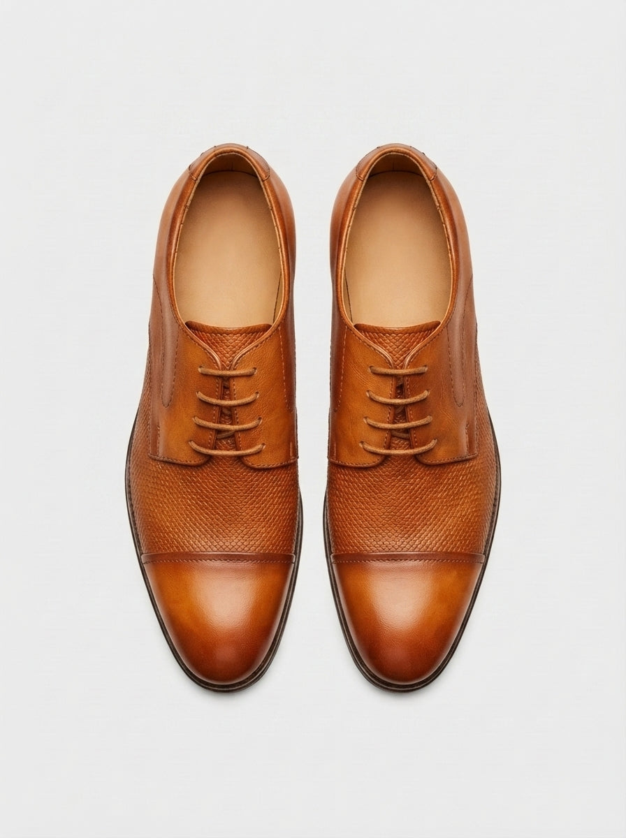 PARMA Derby Cap Toe Texturizado - Caramel