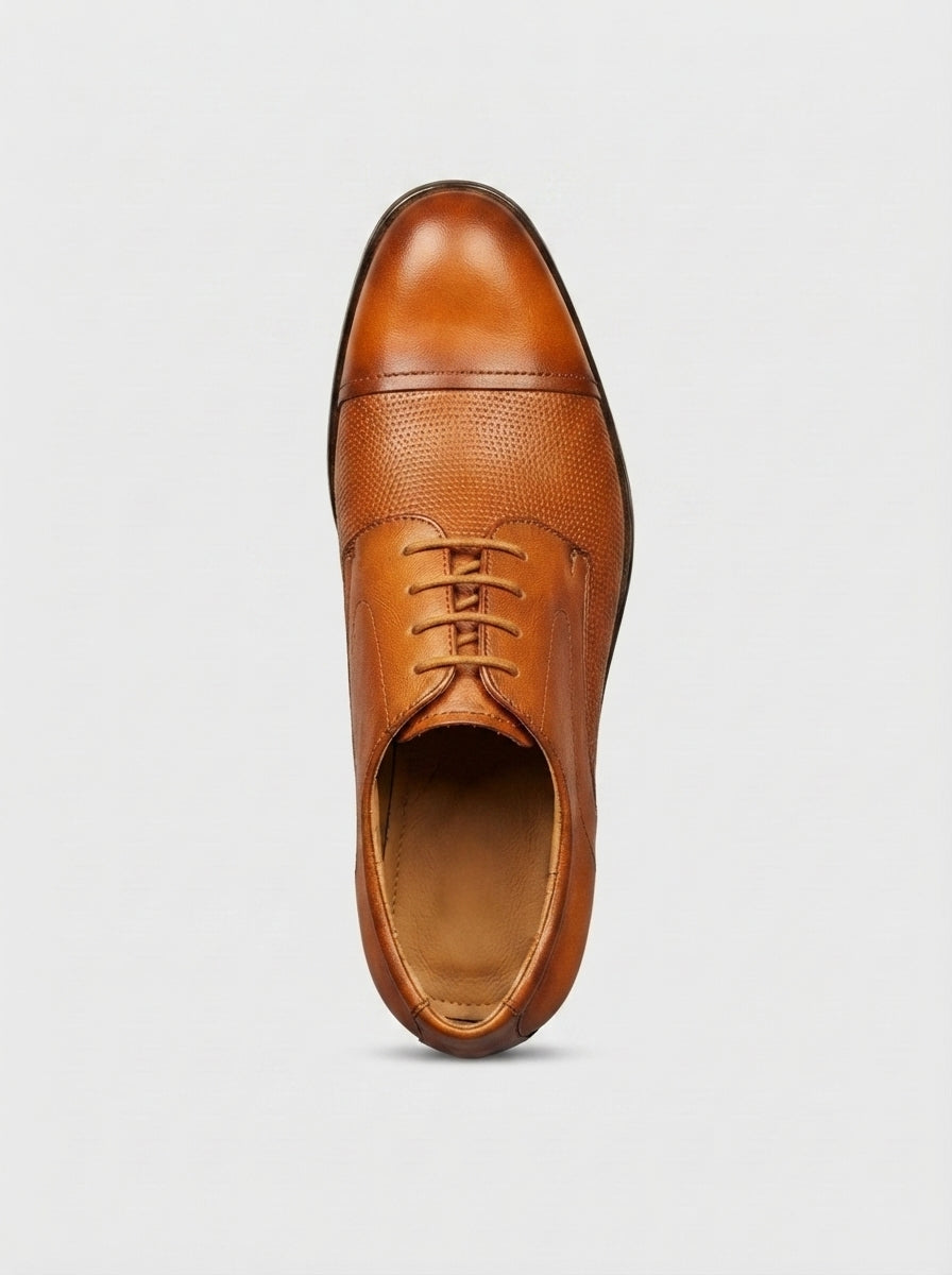 PARMA Derby Cap Toe Texturizado - Caramel